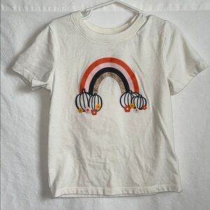 Cat & Jack White Tee with Rainbow and Floral Design